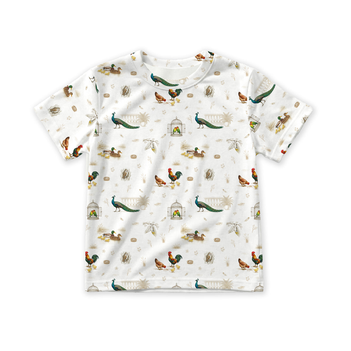 Open Meadows Bamboo Kids Short Sleeve Shirt in Bird print