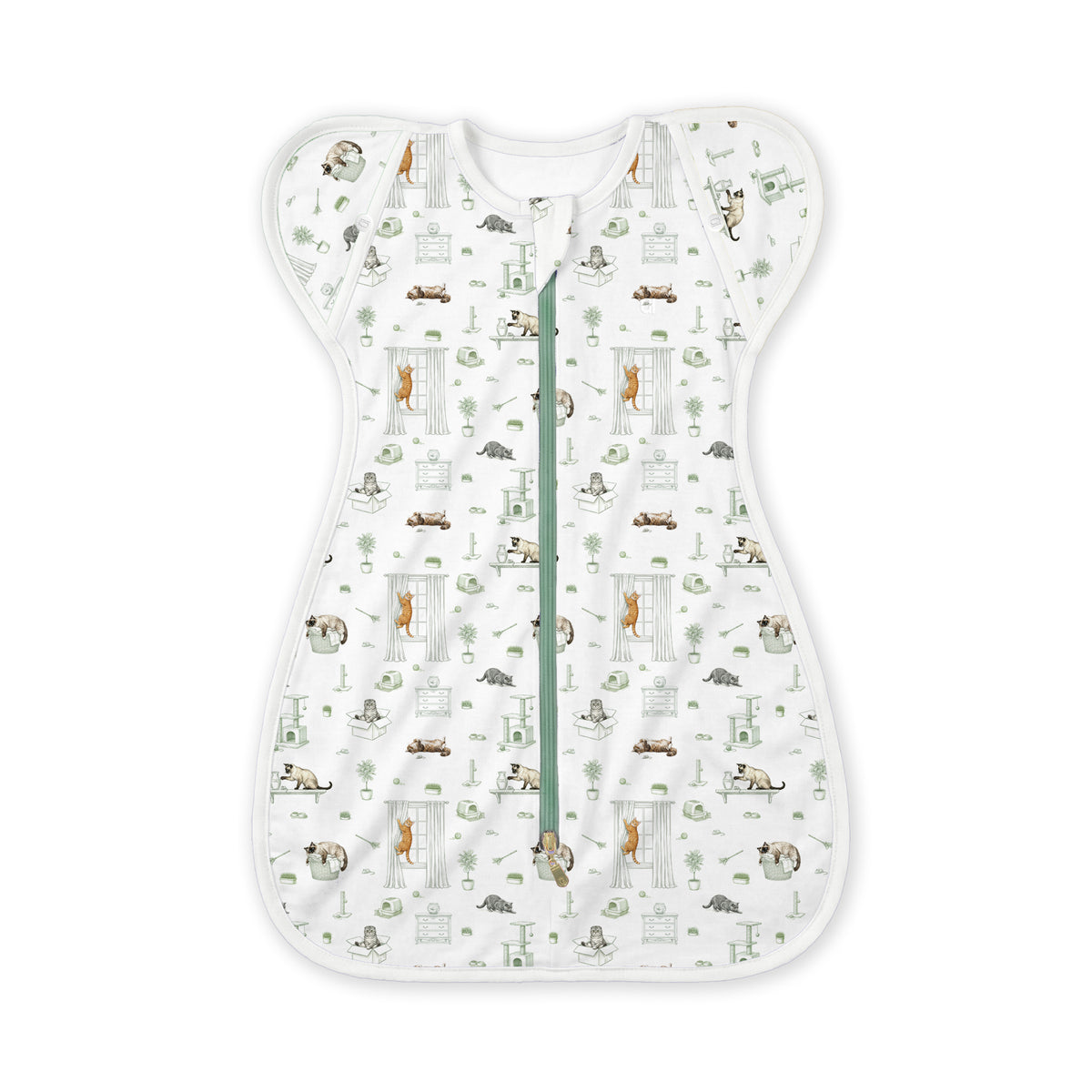 Open Meadows Bamboo HaeZip™ Anti-Startle Sleep Sack & Swaddle in Cat print