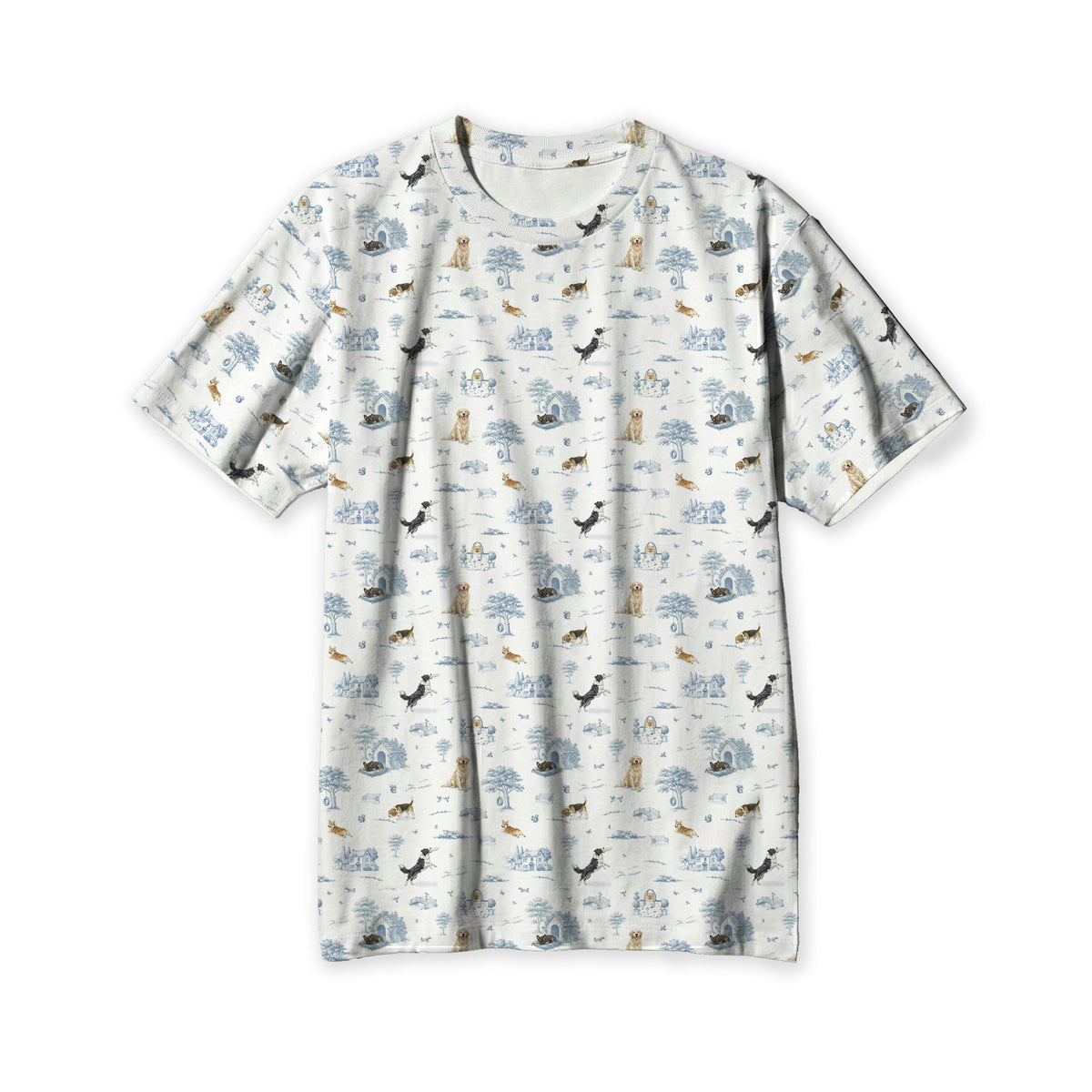 Open Meadows Adult Unisex Bamboo Short Sleeve Top in Dog print