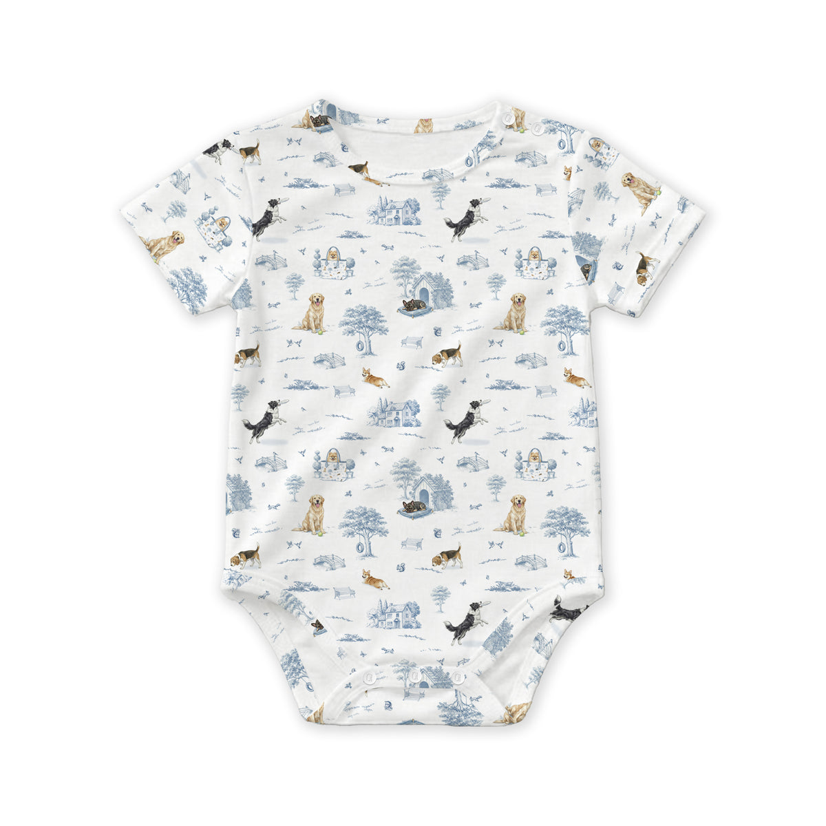 Open Meadows Bamboo Snap Romper Onesie in Dog print