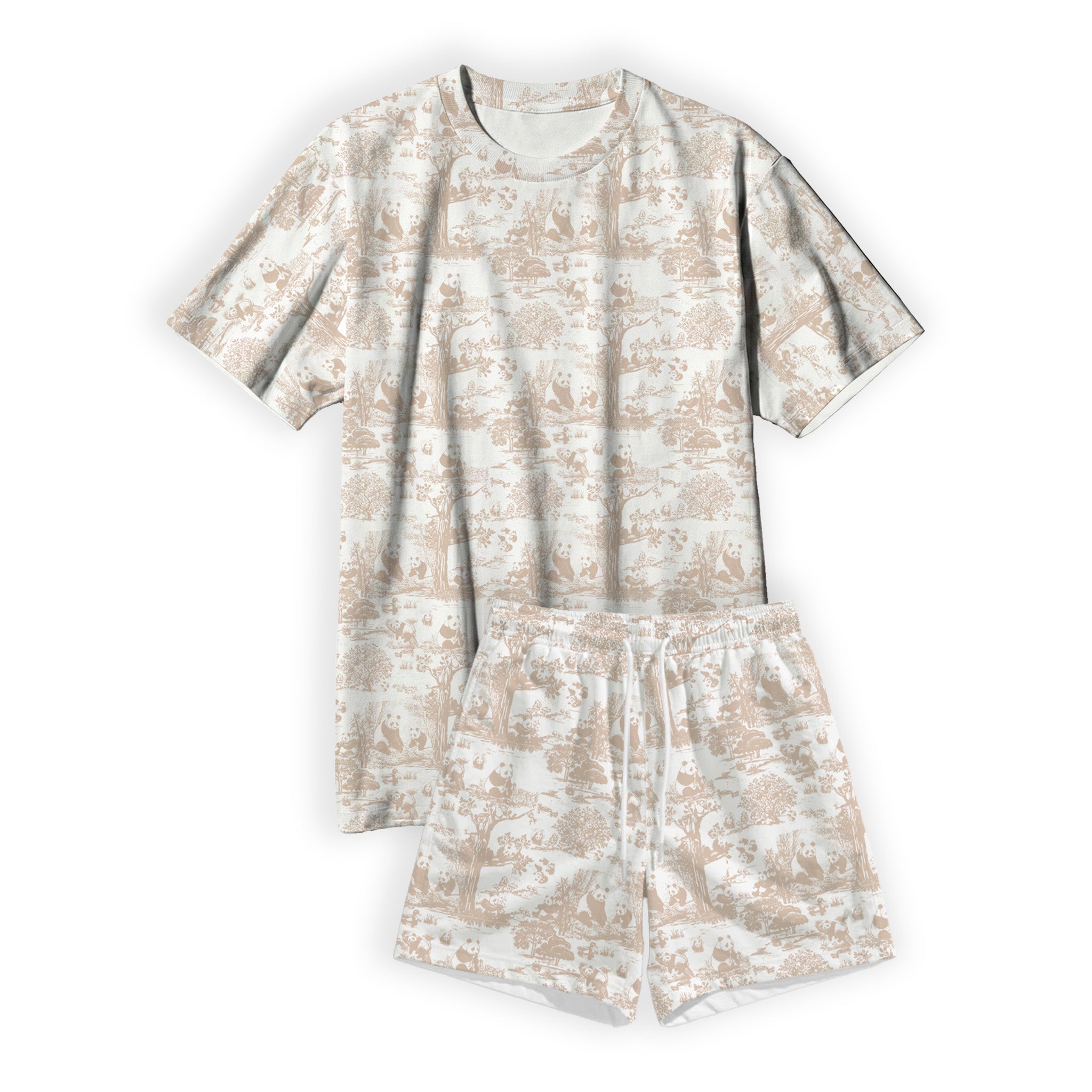Porcelain Panda Adult Unisex Bamboo Lounge Set – Short Sleeve T-Shirt & Shorts | Ultra-Soft, Breathable & Cooling Loungewear