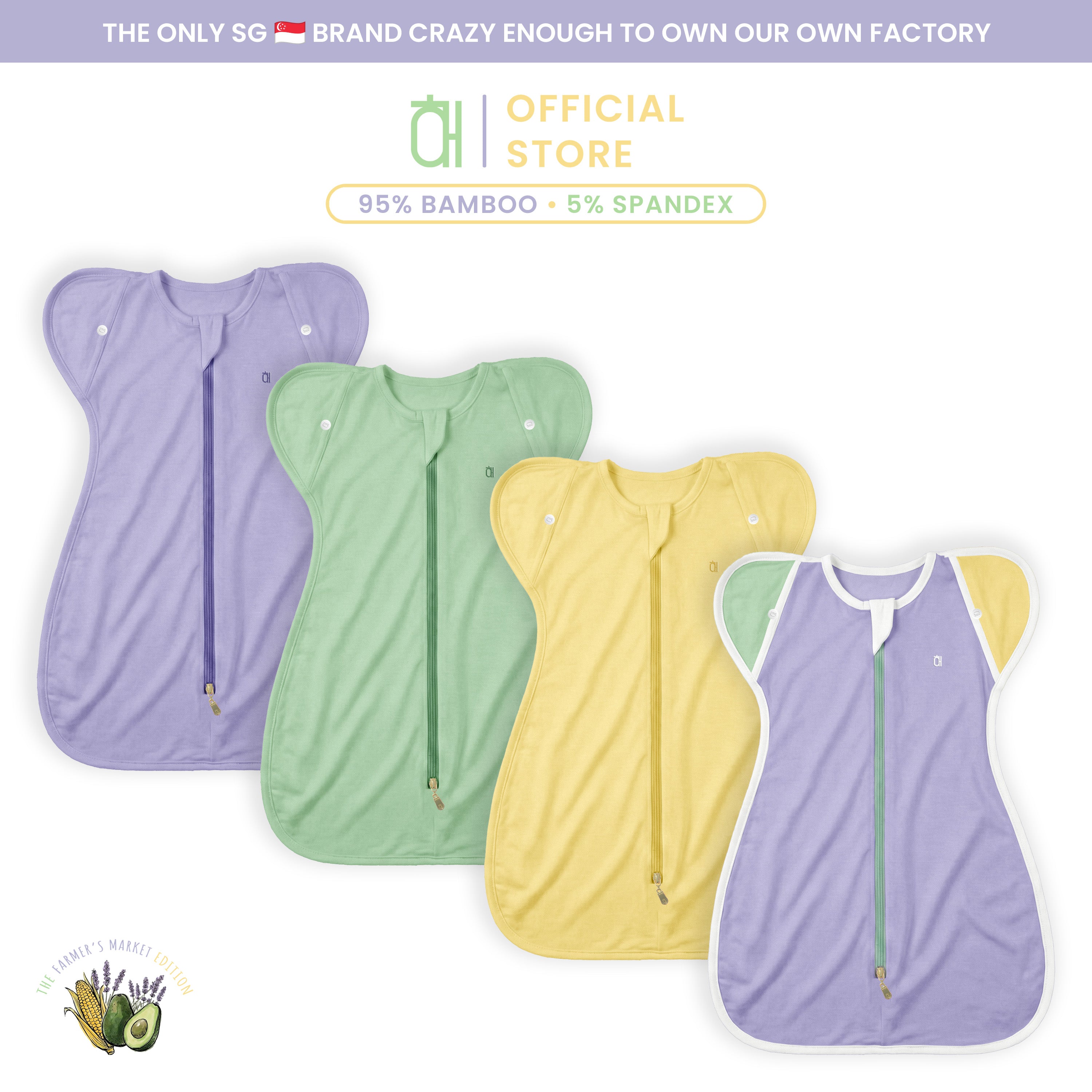 The Farmer's Market Bamboo HaeZip™ Anti-Startle Sleep Sack & Swaddle