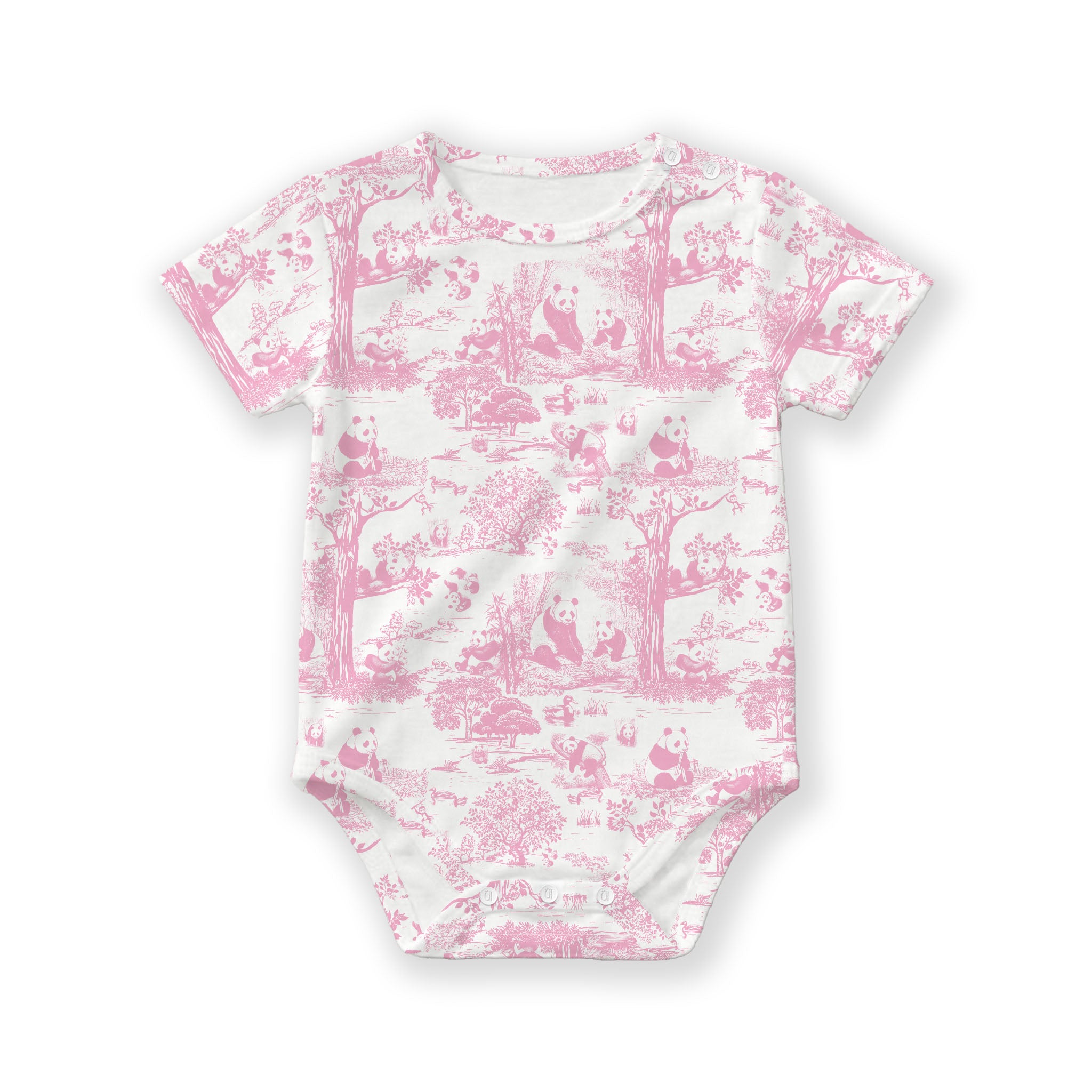 Hae Hae Signature Porcelain Panda Bamboo Snap Romper Onesie