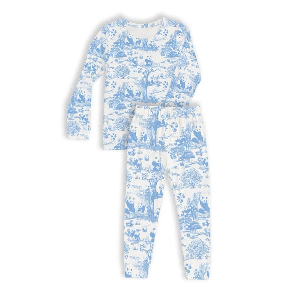 Bamboo kids pyjamas set, long sleeve, blue — eczema-friendly sleepwear