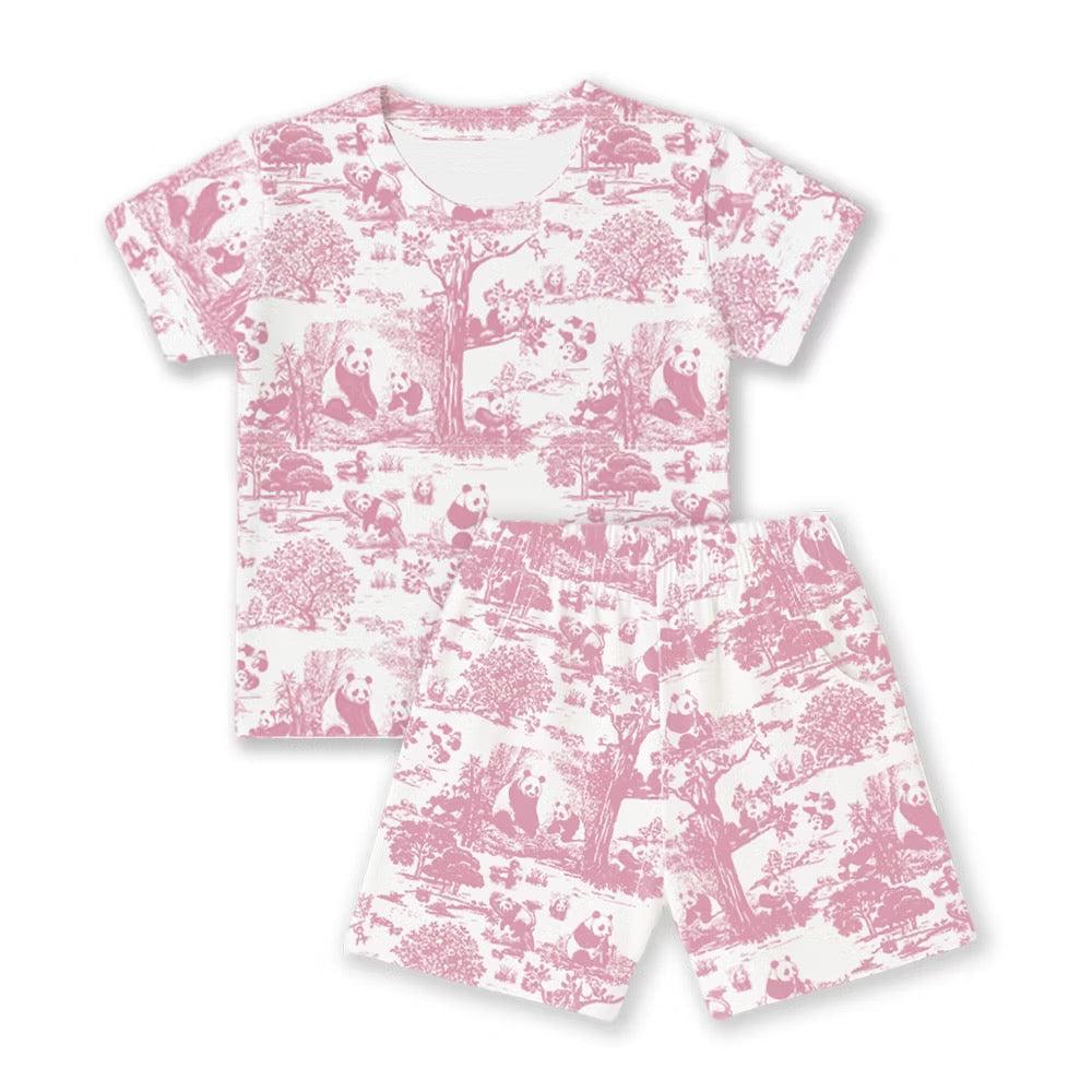 Short sleeve bamboo pyjamas for kids, pink, eczema-friendly fabric