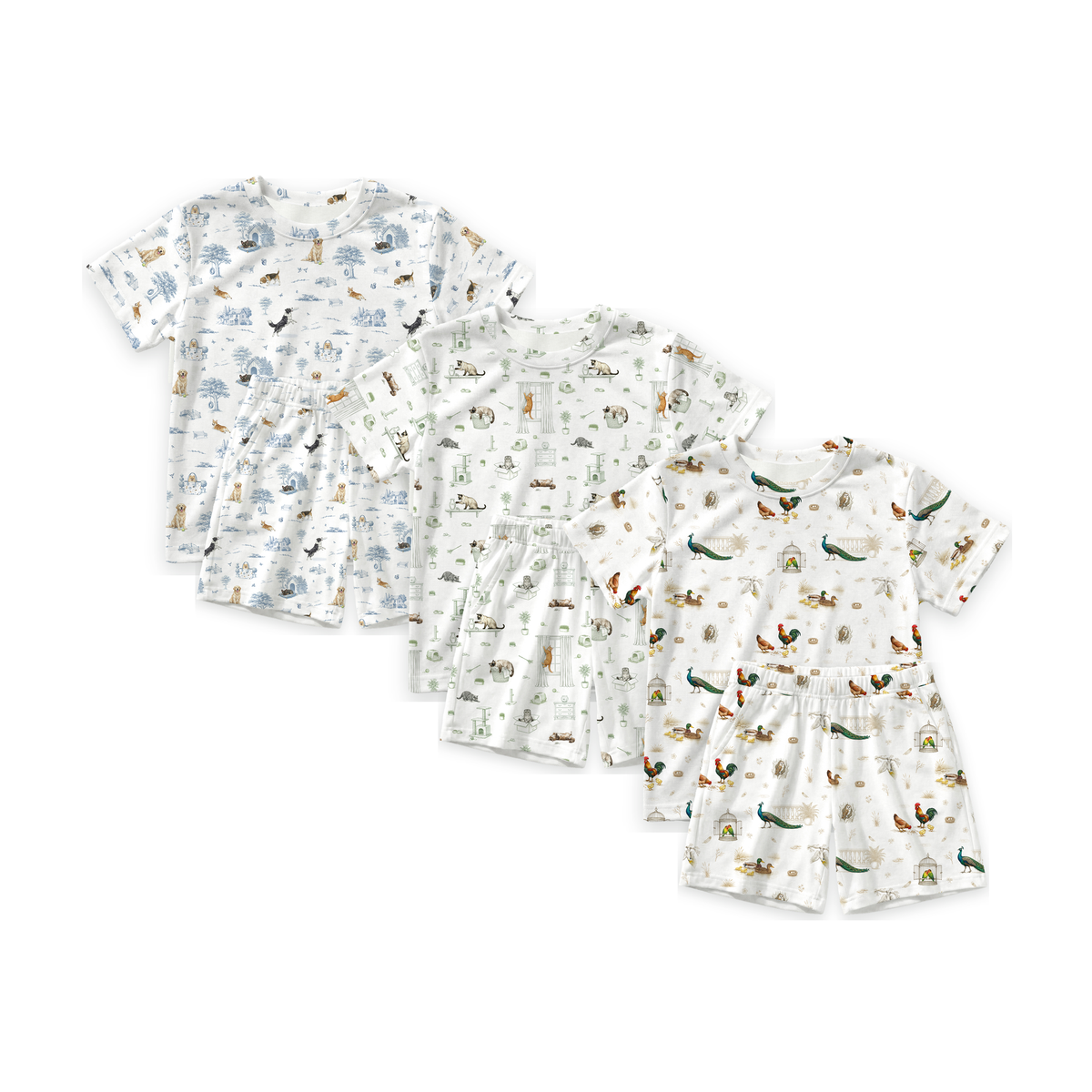 Clean white product hero v3 — Open Meadows Bamboo Kids Short Sleeve Shirt & Shorts Set