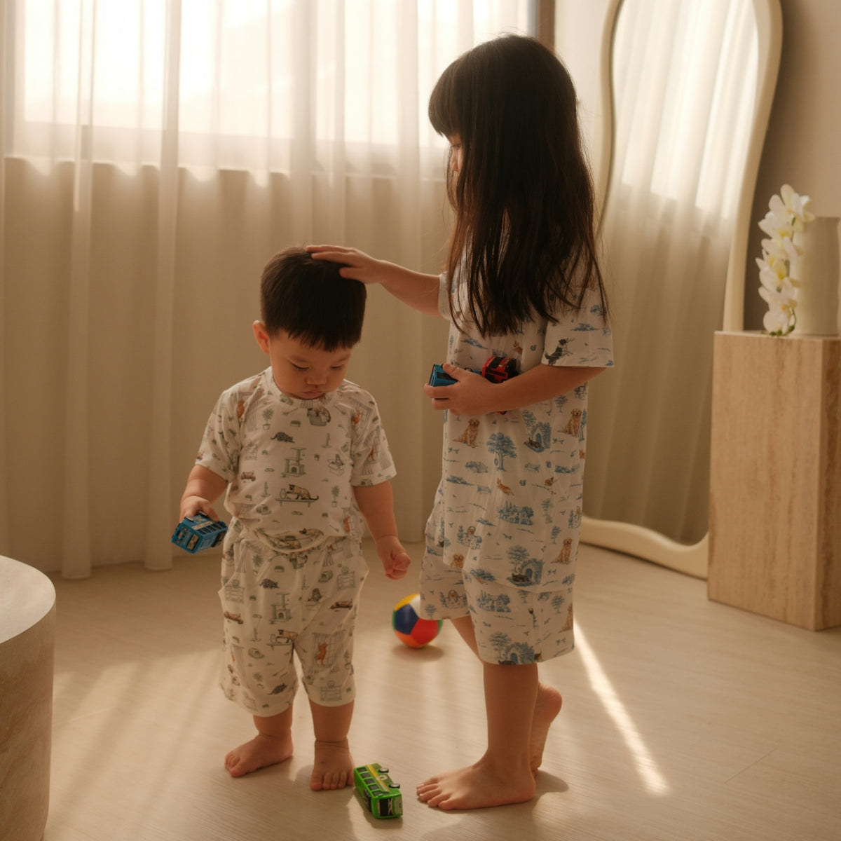 Open Meadows short-sleeve lifestyle — open-meadows-bamboo-kids-short-sleeve-shirt-shorts-set — 3