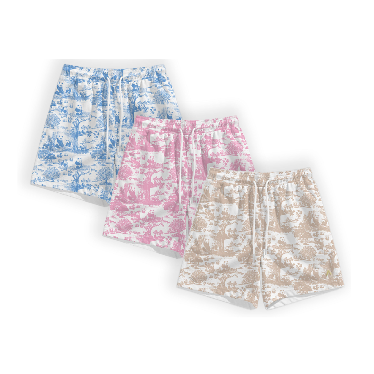 Clean white product hero v3 — Porcelain Panda Adult Unisex Bamboo Lounge Shorts
