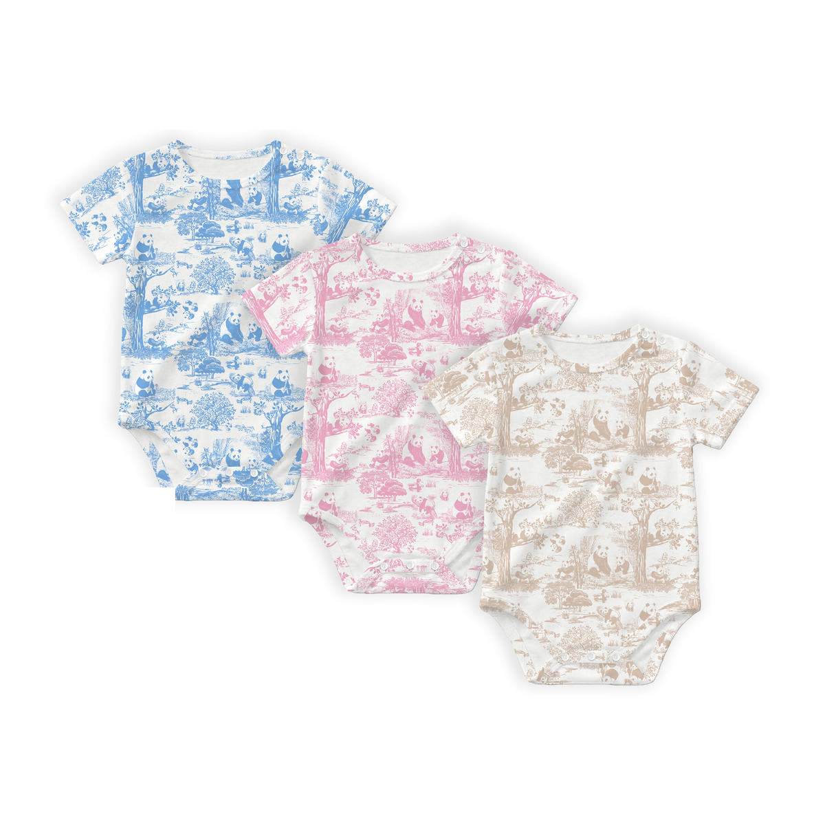 Clean white product hero v3 — Porcelain Panda Bamboo Snap Romper Onesie