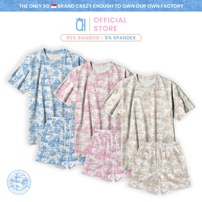 Porcelain Panda Adult Unisex Bamboo Lounge Set – Short Sleeve T-Shirt & Shorts | Ultra-Soft, Breathable & Cooling Loungewear
