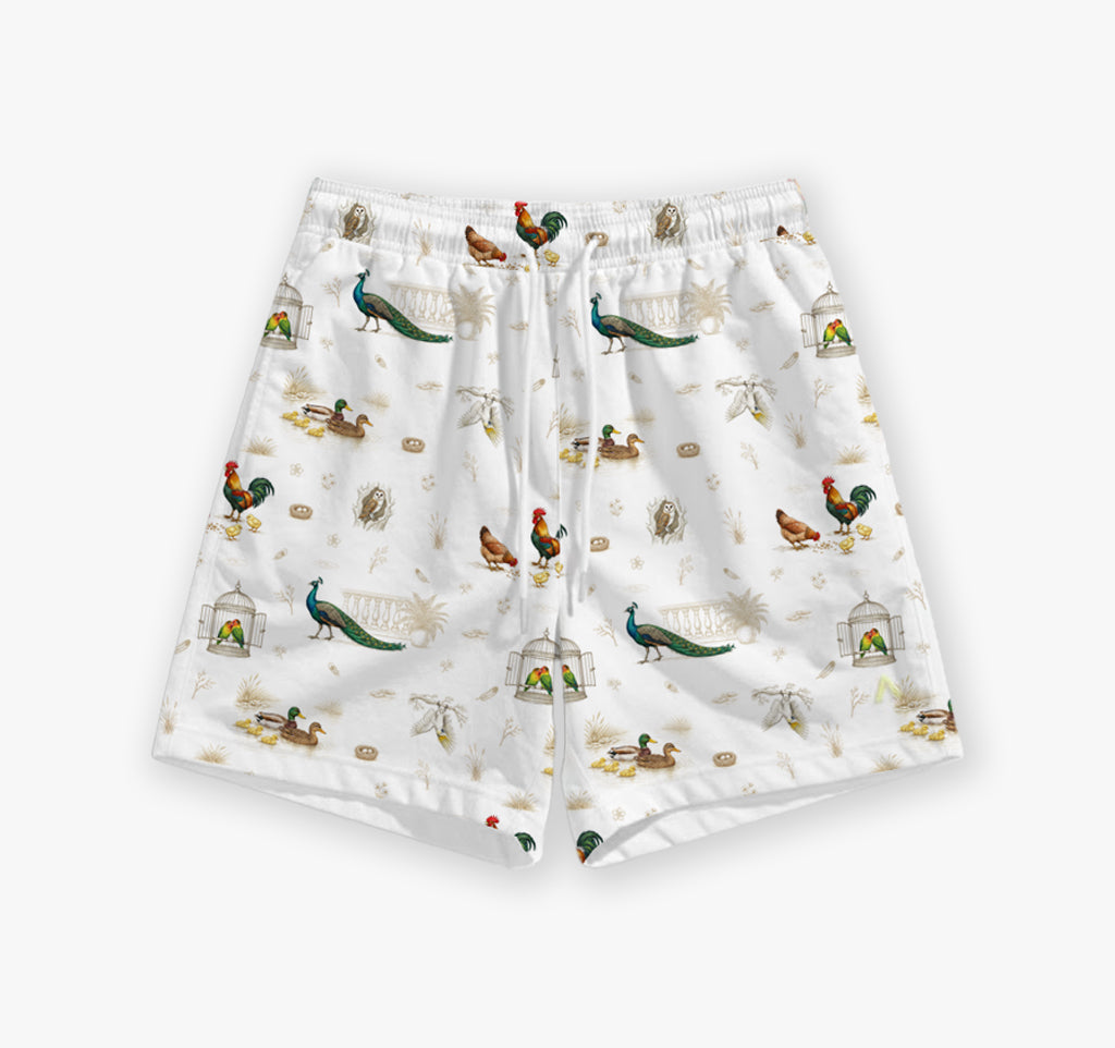 Open Meadows Adult Unisex Bamboo Lounge Shorts in Bird print
