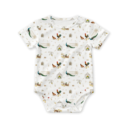 Open Meadows Bamboo Snap Romper Onesie in Bird print