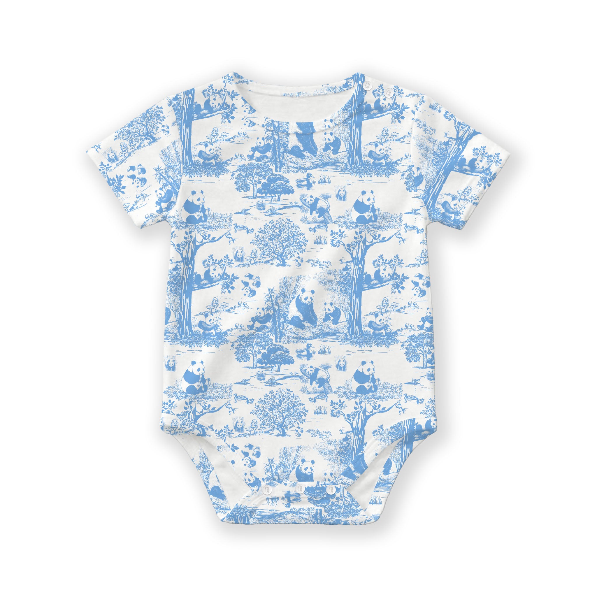 Hae Hae Signature Porcelain Panda Bamboo Snap Romper Onesie