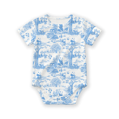 Hae Hae Signature Porcelain Panda Bamboo Snap Romper Onesie