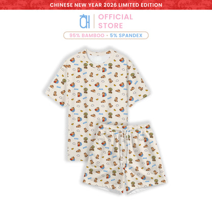 [CNY 2026] Adult Unisex Bamboo Short Sleeve Set | Ultra-Soft, Breathable & Cooling Loungewear