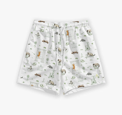 Open Meadows Adult Unisex Bamboo Lounge Shorts in Cat print