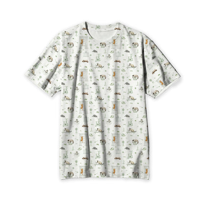 Open Meadows Adult Unisex Bamboo Short Sleeve Top in Cat print