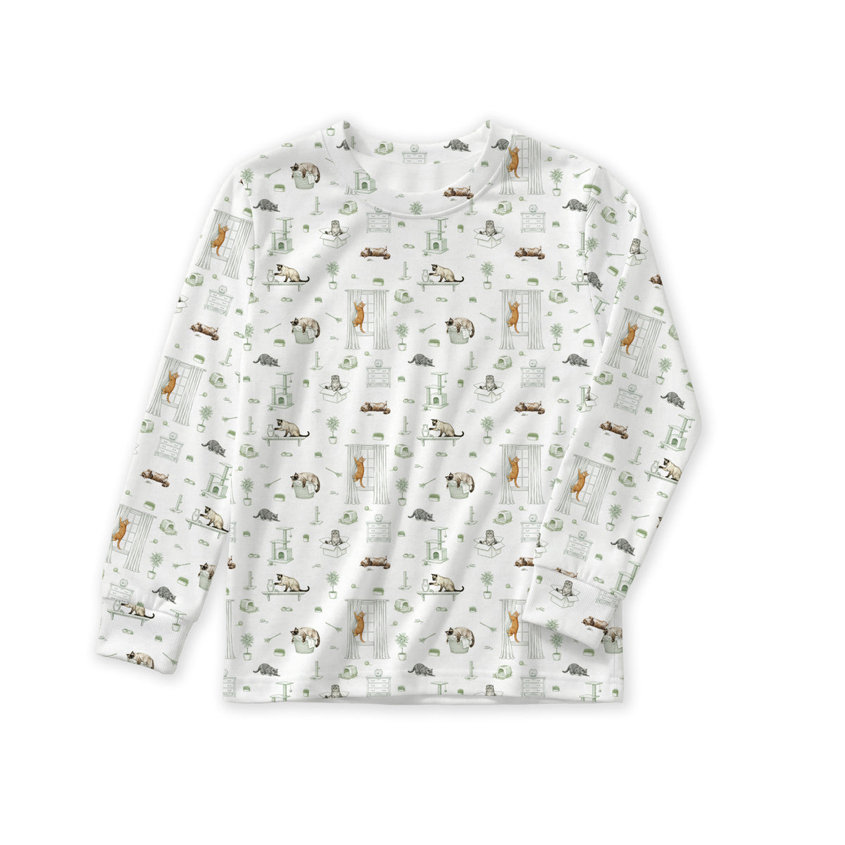 Open Meadows Bamboo Long Sleeve Shirt in Cat print