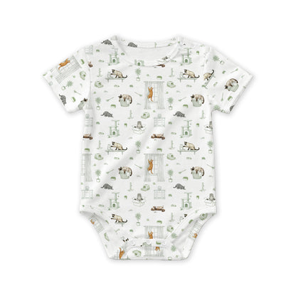 Open Meadows Bamboo Snap Romper Onesie in Cat print