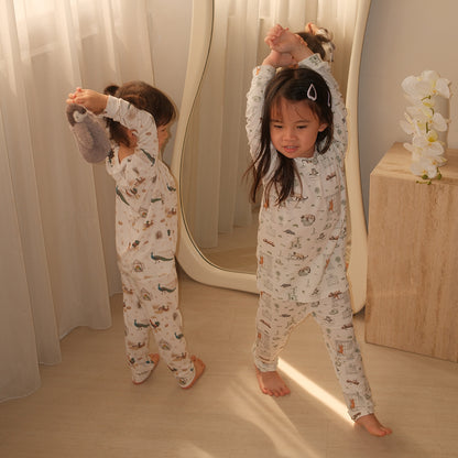 Open Meadows long-sleeve lifestyle — open-meadows-bamboo-kids-long-sleeve-pyjamas-2pc-set — 1