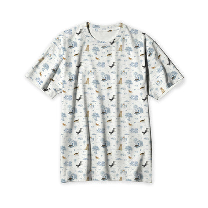Open Meadows Adult Unisex Bamboo Short Sleeve Top in Dog print