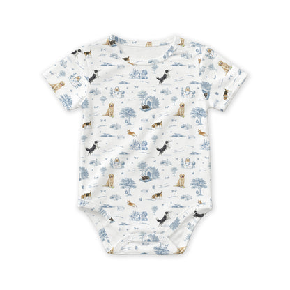 Open Meadows Bamboo Snap Romper Onesie in Dog print