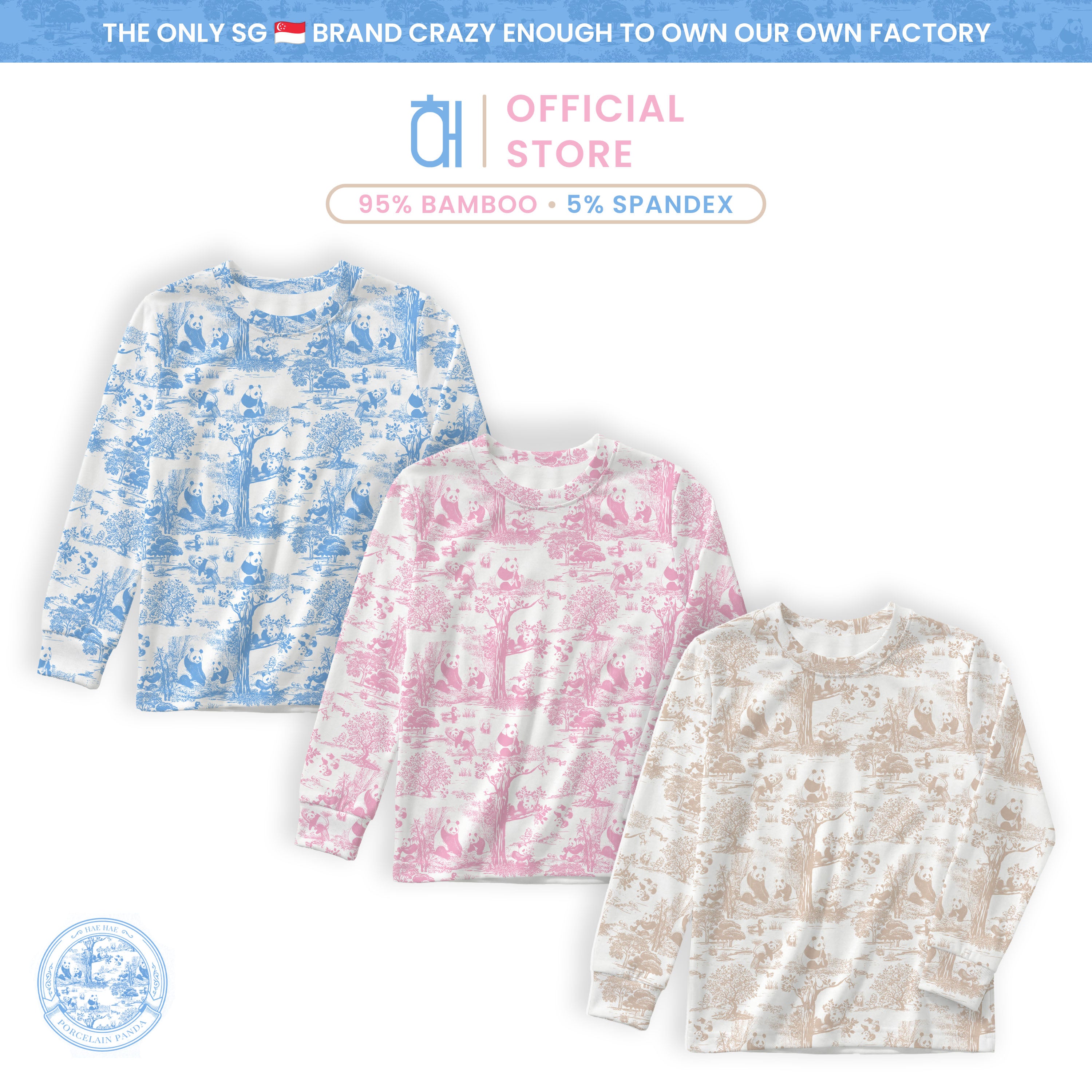 Hae Hae Porcelain Panda Bamboo Long Sleeve Shirt