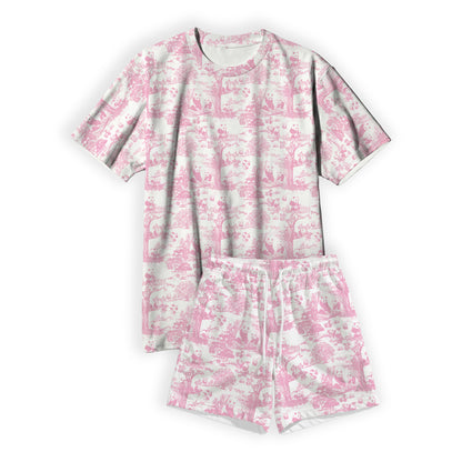 Porcelain Panda Adult Unisex Bamboo Lounge Set – Short Sleeve T-Shirt & Shorts | Ultra-Soft, Breathable & Cooling Loungewear