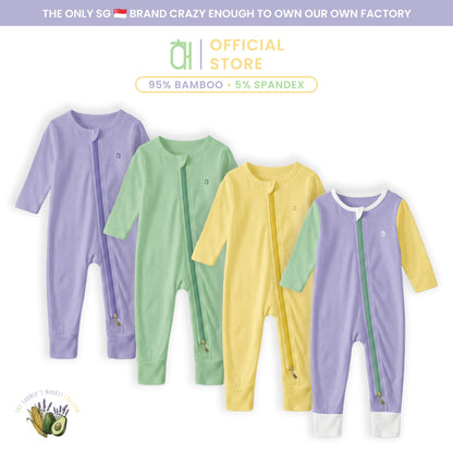The Farmer's Market Bamboo Zip Sleep Suit Romper with HaeZip™
