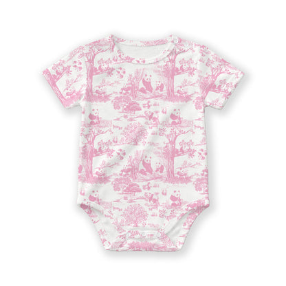 Hae Hae Signature Porcelain Panda Bamboo Snap Romper Onesie