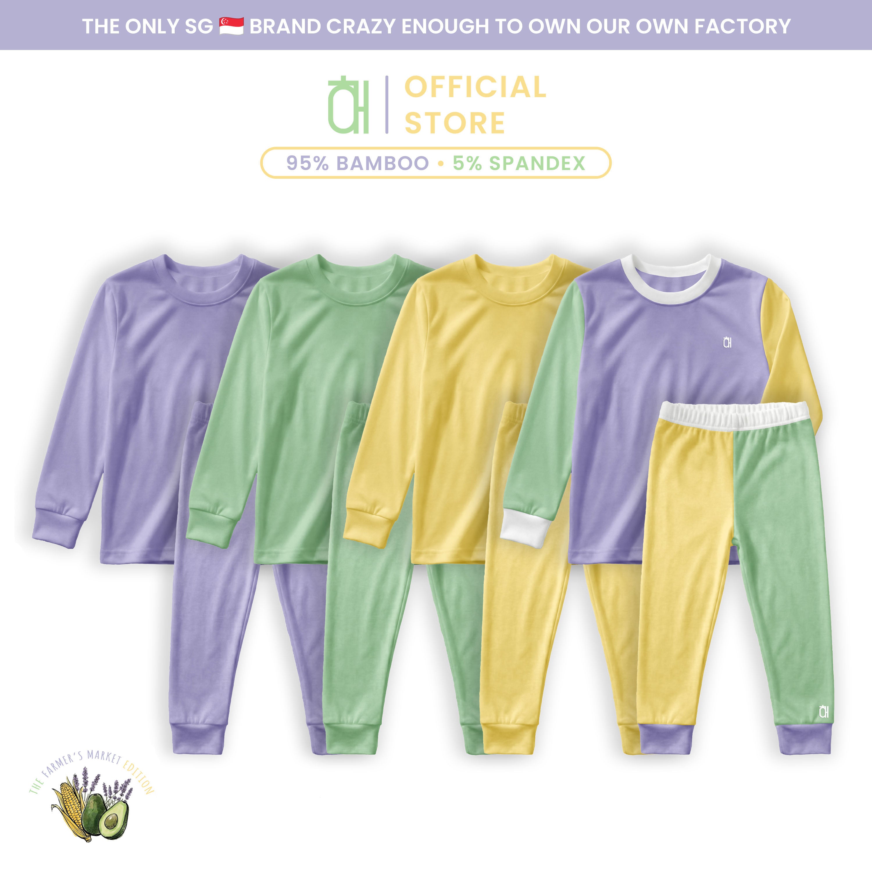 The Farmer's Market Bamboo Kids Long Sleeve Pajamas 2PC Set