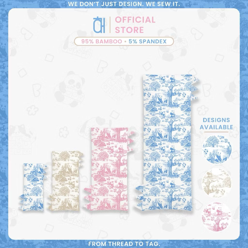 Hero image showing four bamboo baby and kids pillows in four different sizes and three colours — blue, pink, and beige — cooling and eczema-friendly bedding.