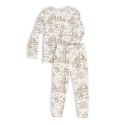 Bamboo kids pyjamas, long sleeve 2-piece set, beige — soft OEKO-TEX® material