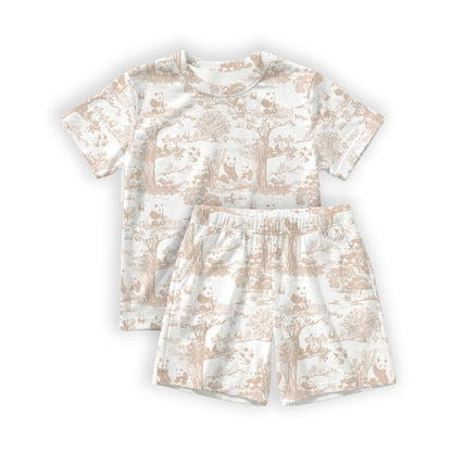 Hae Hae Porcelain Panda Bamboo Kids Short Sleeve Shirt & Shorts Set