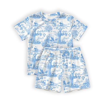 Hae Hae Porcelain Panda Bamboo Kids Short Sleeve Shirt & Shorts Set