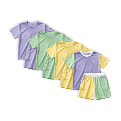 Clean white product hero v3 — The Farmer’s Market Bamboo Kids Short Sleeve Shirt & Shorts Set