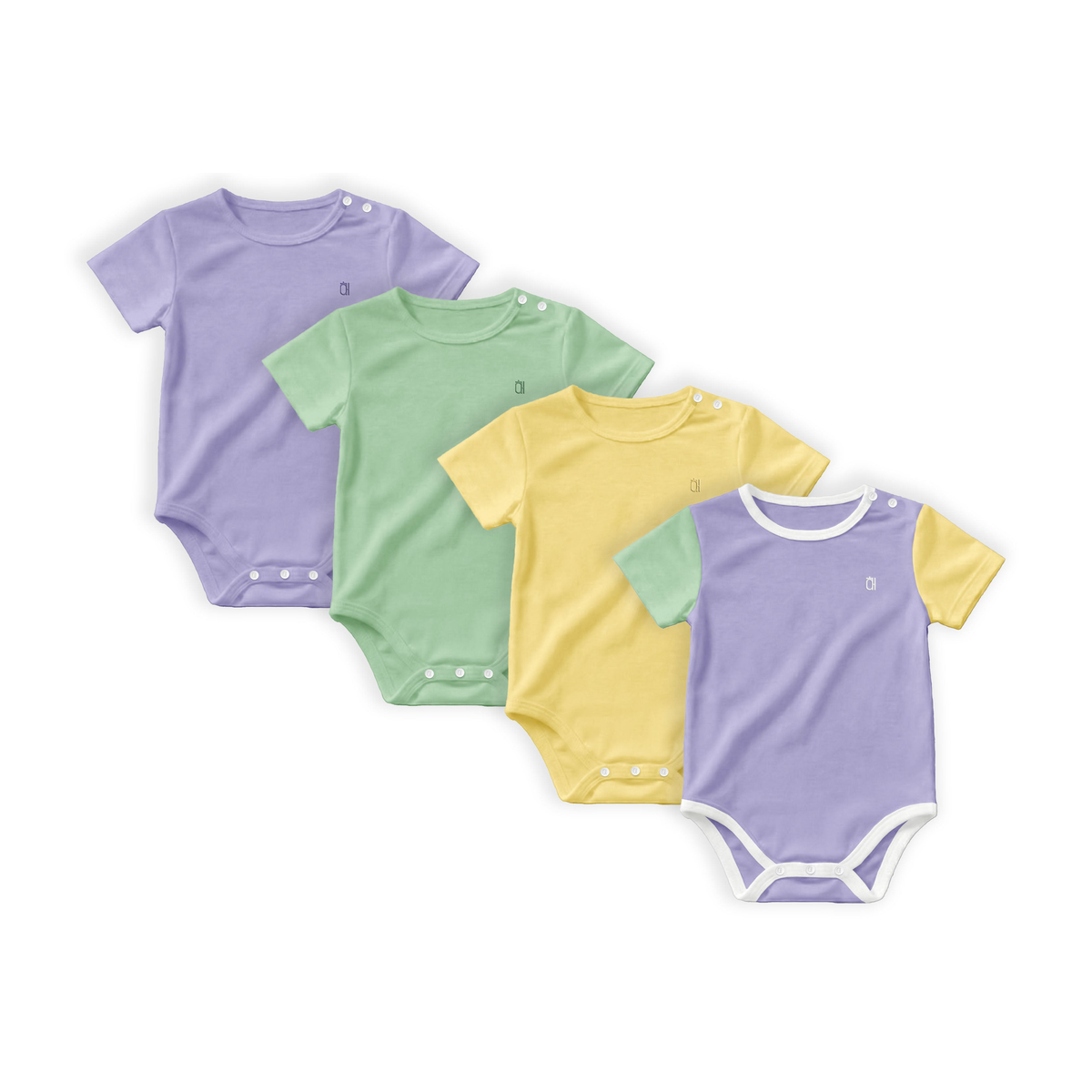 Clean white product hero v3 — The Farmer’s Market Bamboo Snap Romper Onesie