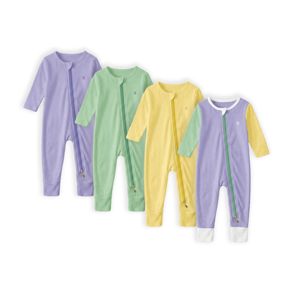 Clean white product hero v3 — The Farmer’s Market Bamboo Zip Sleep Suit Romper with HaeZip™