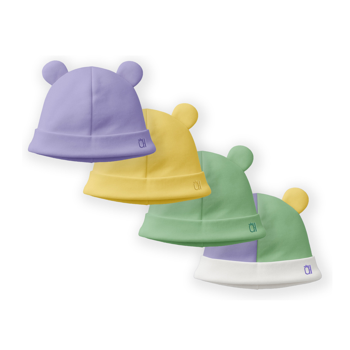 Clean white product hero v3 — The Farmer’s Market Bear Bamboo Baby Beanie with Sorona® Stuffed Ears