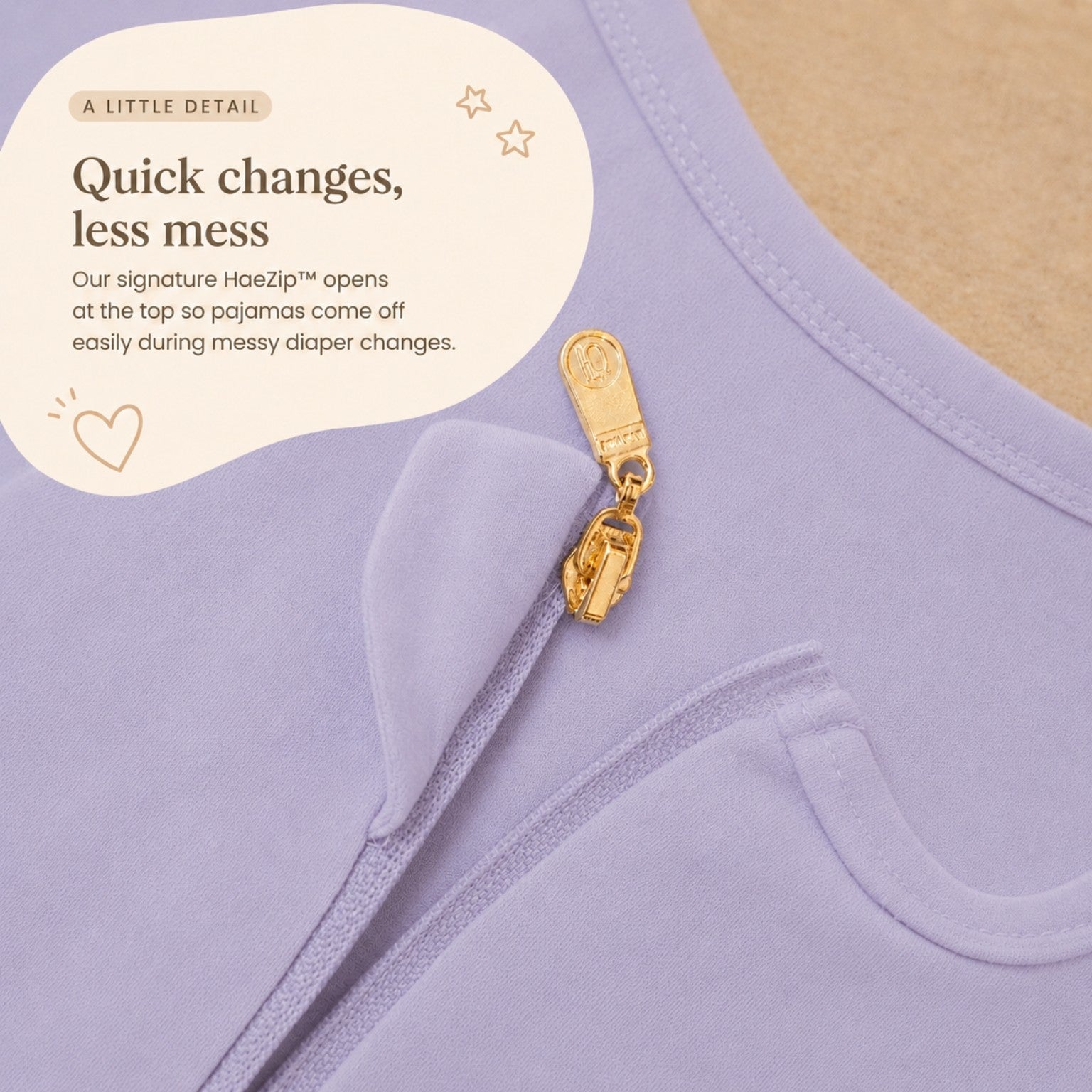 Farmer's Market HaeZip quick-change zipper detail
