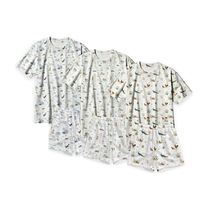 Clean white product hero v3 — Open Meadows Adult Unisex Bamboo Lounge Set – Short Sleeve T-Shirt & Shorts