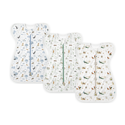 Clean white product hero v3 — Open Meadows Bamboo HaeZip™ Anti-Startle Sleep Sack & Swaddle