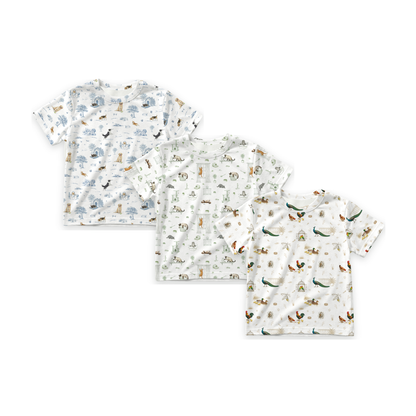 Clean white product hero v3 — Open Meadows Bamboo Kids Short Sleeve Shirt