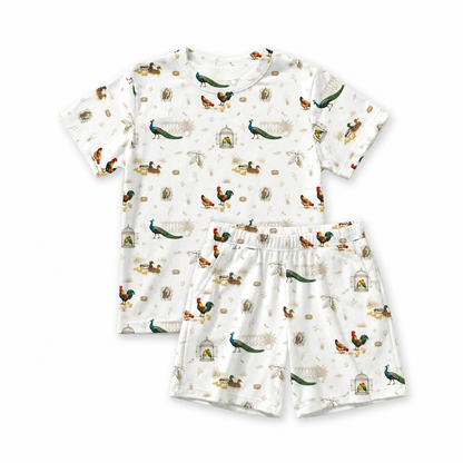 Open Meadows Bird short-sleeve shirt and shorts set