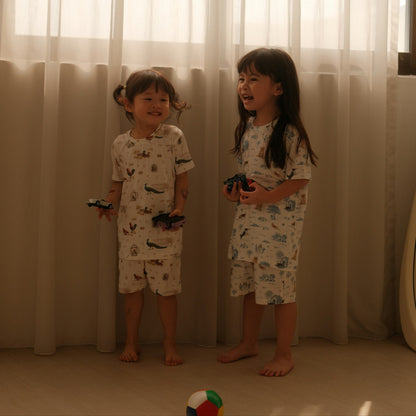 Open Meadows short-sleeve lifestyle — open-meadows-bamboo-kids-short-sleeve-shirt-shorts-set — 2