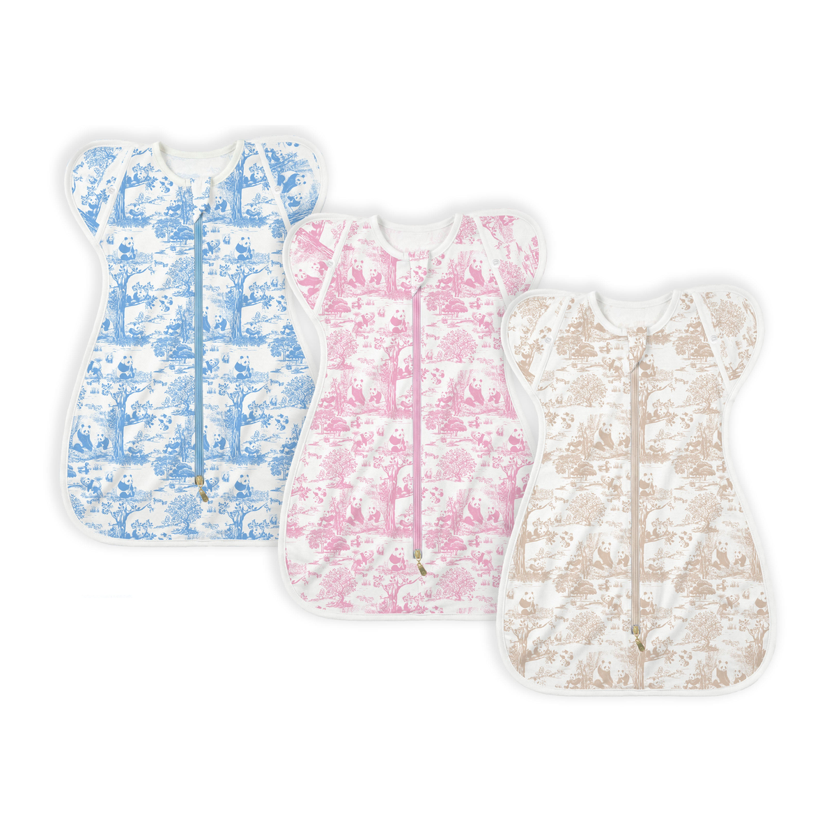 Clean white product hero v3 — Porcelain Panda Bamboo HaeZip™ Anti-Startle Sleep Sack & Swaddle