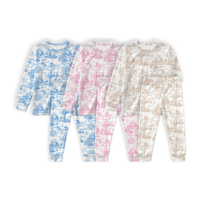 Clean white product hero v3 — Porcelain Panda Bamboo Kids Long Sleeve Pyjamas 2PC Set