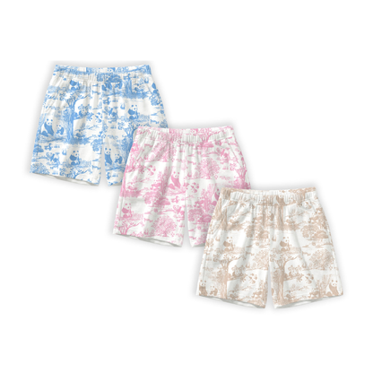 Clean white product hero v3 — Porcelain Panda Bamboo Kids Shorts