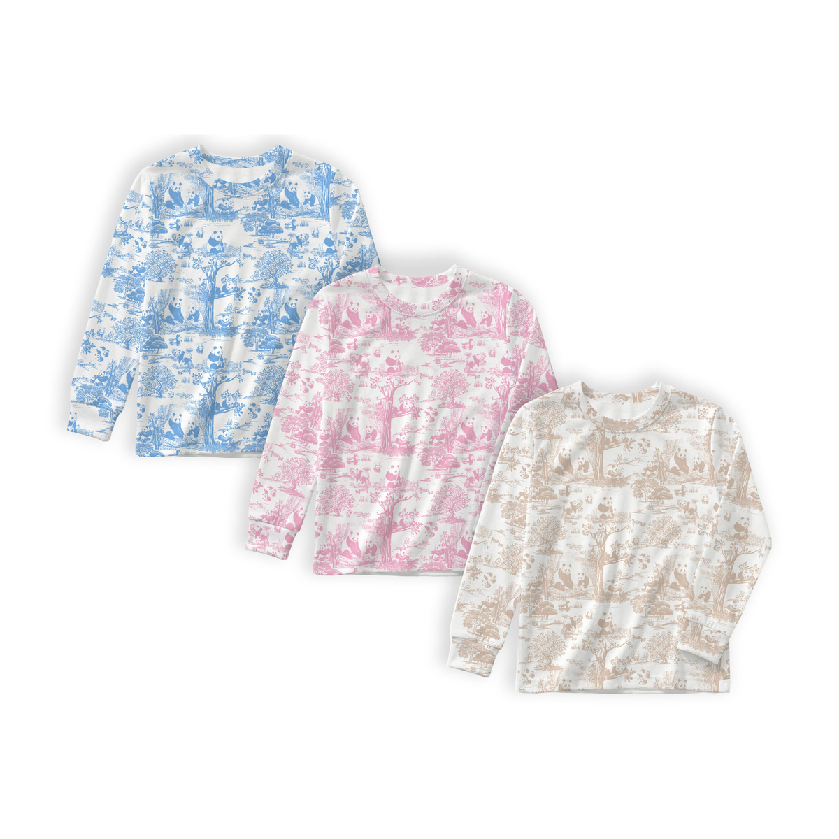Clean white product hero v3 — Porcelain Panda Bamboo Long Sleeve Shirt