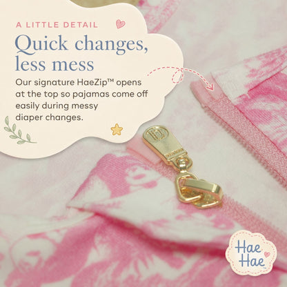 Porcelain Panda bamboo sleep sack HaeZip quick-change zipper detail